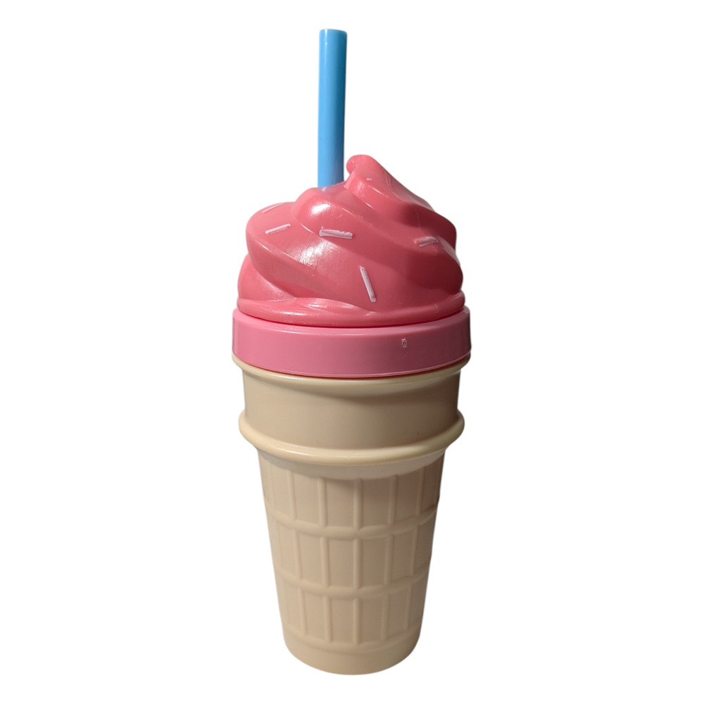 Seasonal -Tumbler with Straw -Ice Cream Shaped Drinking Glass-Summer Fun14.5 oz